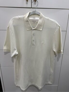 Rag & bone Men's Cream Polo Shirt size L/XL, 100% cotton